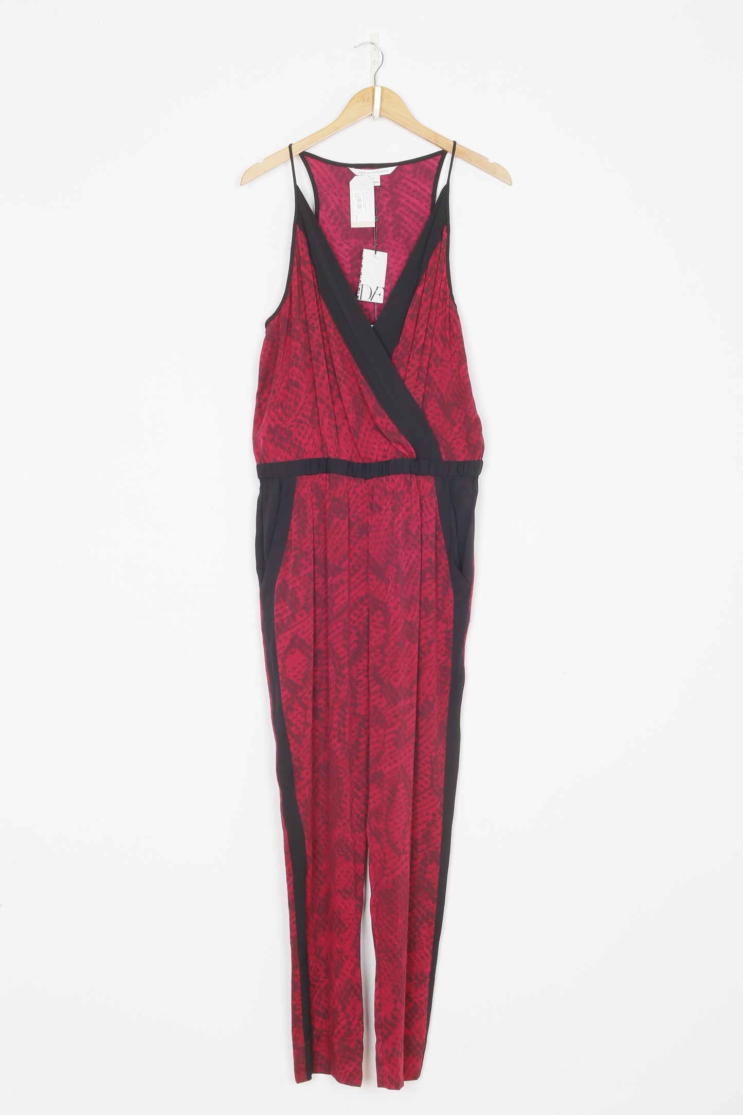 Diane von Furstenberg Womens Red Jumpsuit Size 14