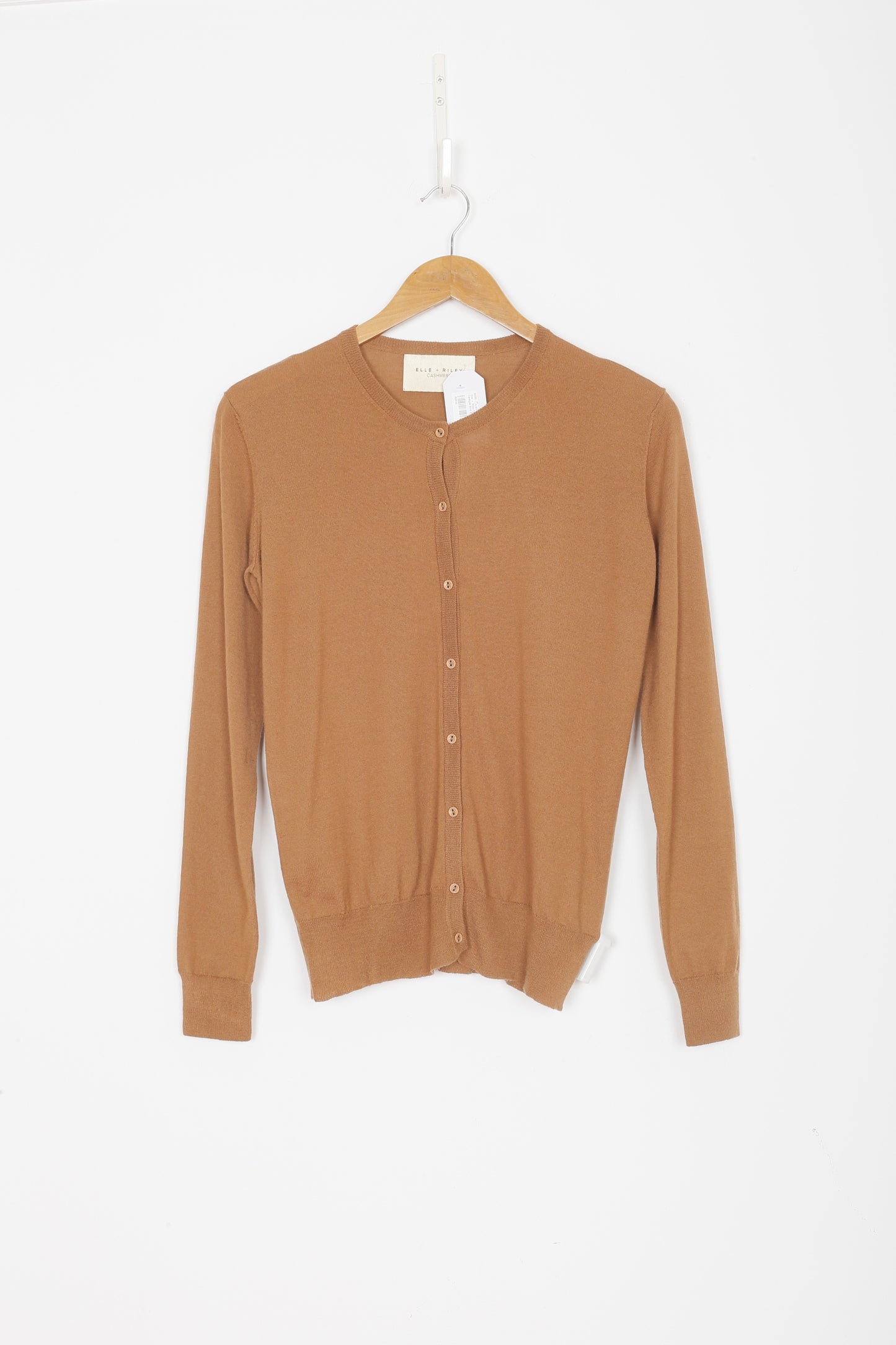 Elle + Riley Cashmere Womens Brown Cardigan Size S