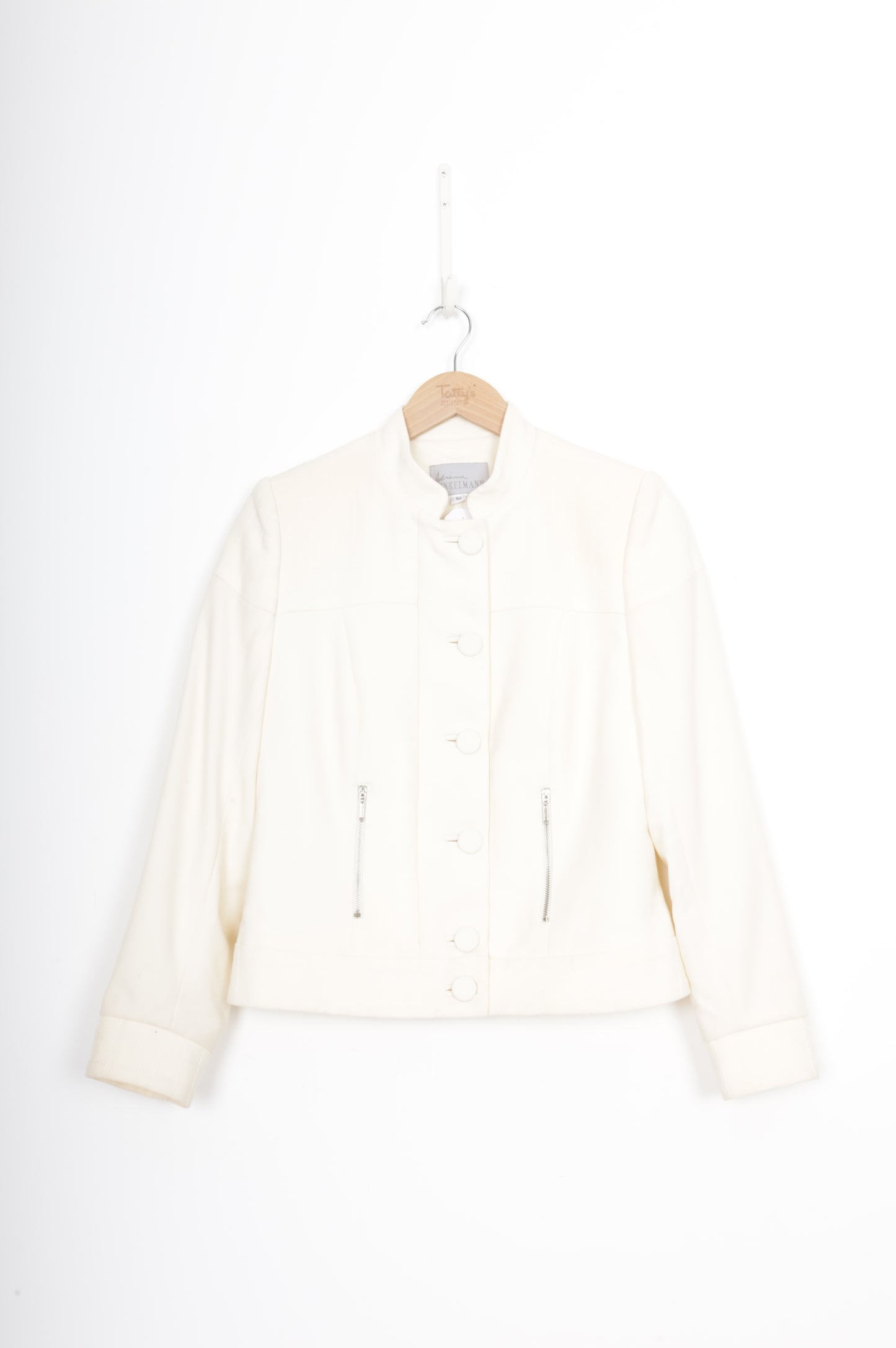 Adrienne Winkelmann Womens Cream Jacket Size 10