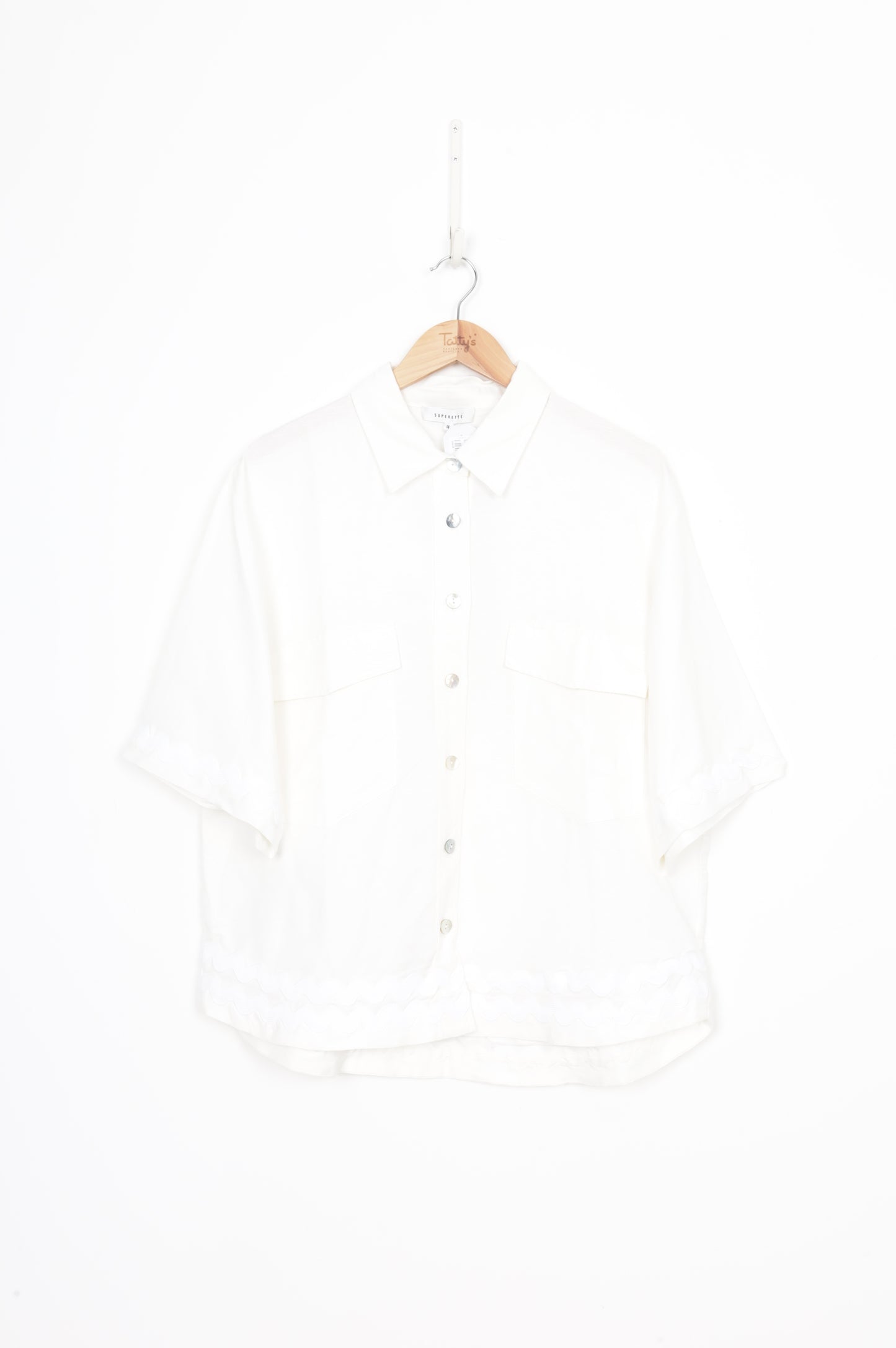 Superette Womens White Shirt Size 14