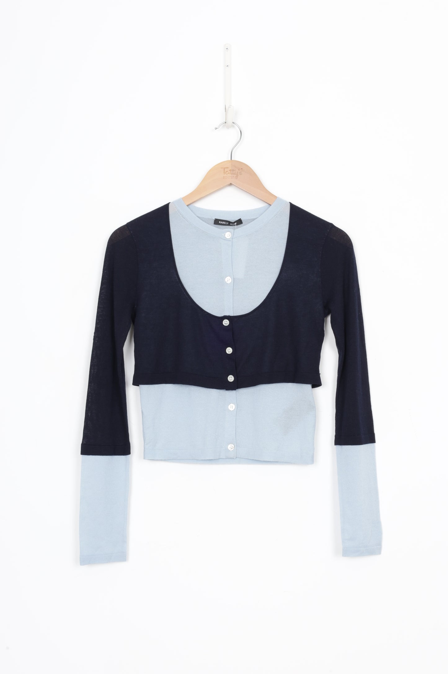 Rarely Alike Womens Blue Cardigan Size S