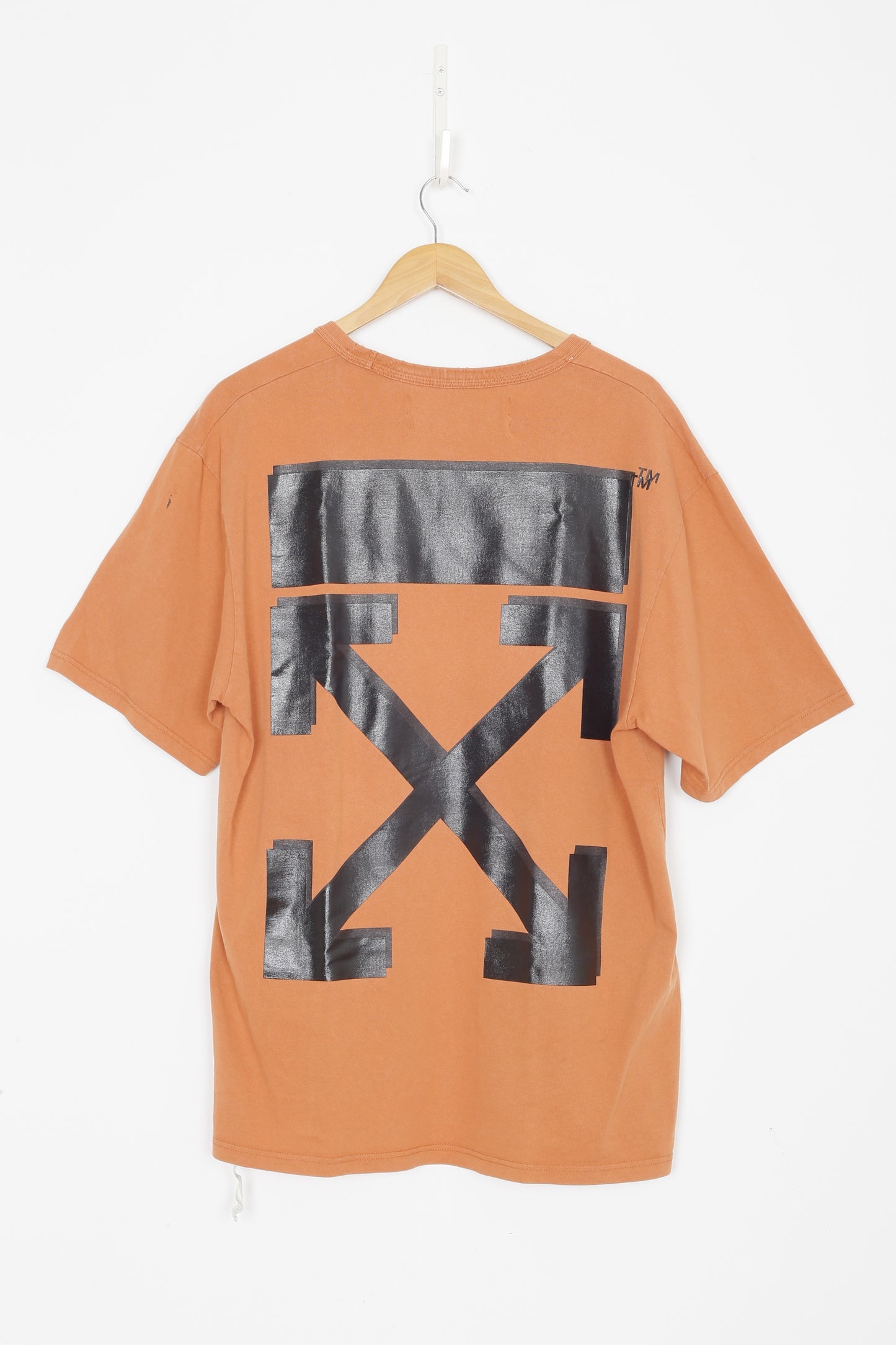 Off White x Champion Mens Orange T-shirt Size XL