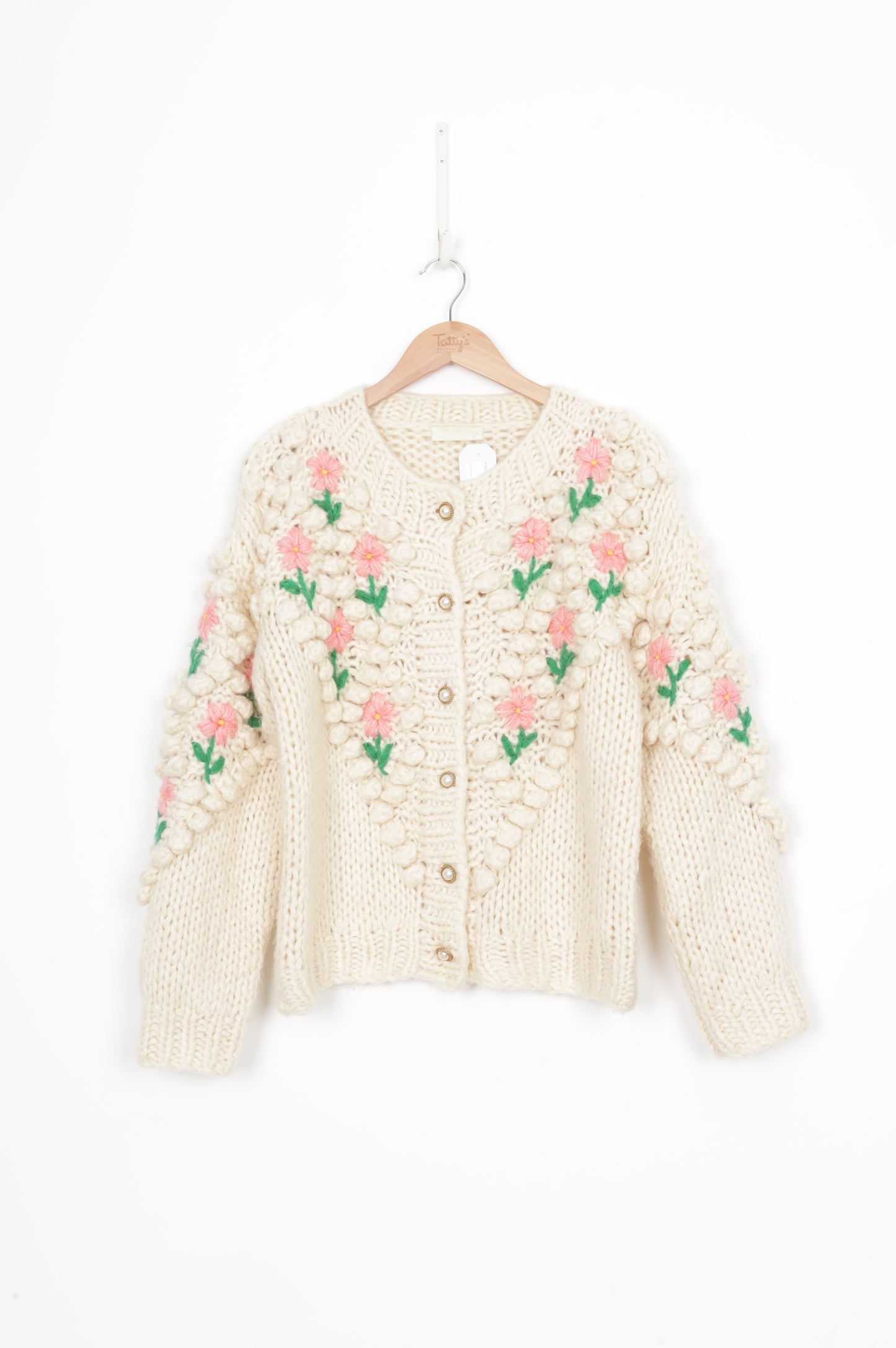 Vita Grace Womens Cream Cardigan Size M