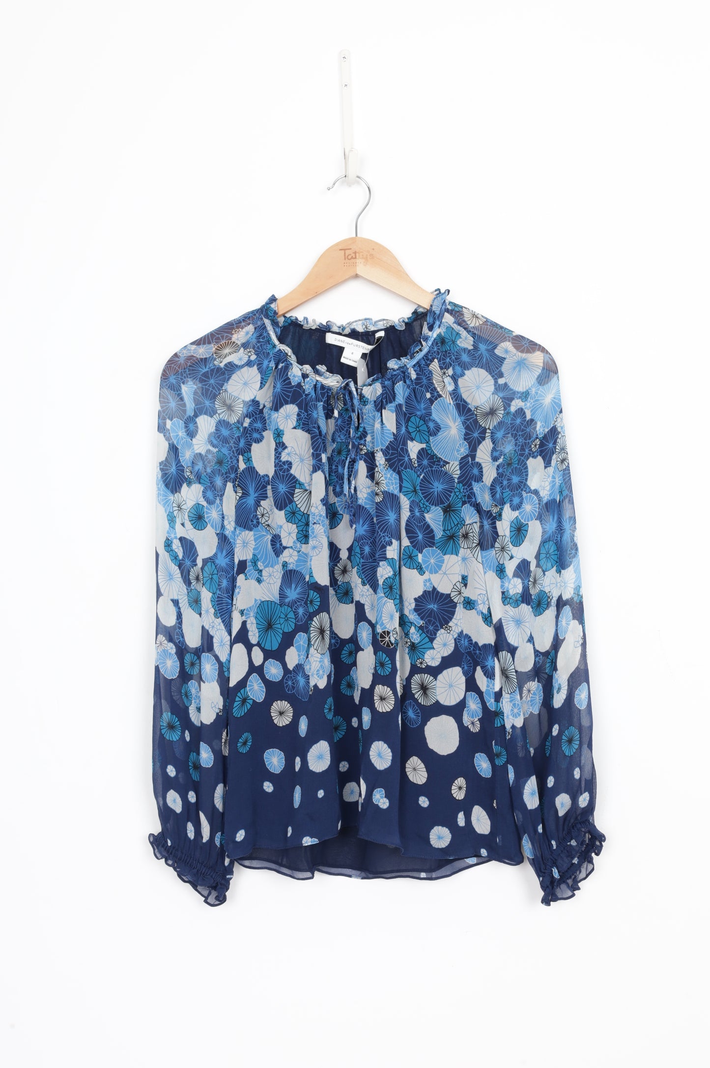 Diane von Furstenberg Womens Blue Blouse Size 6