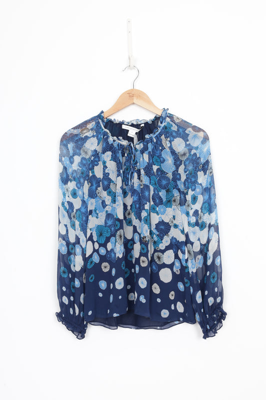 Diane von Furstenberg Womens Blue Blouse Size 6