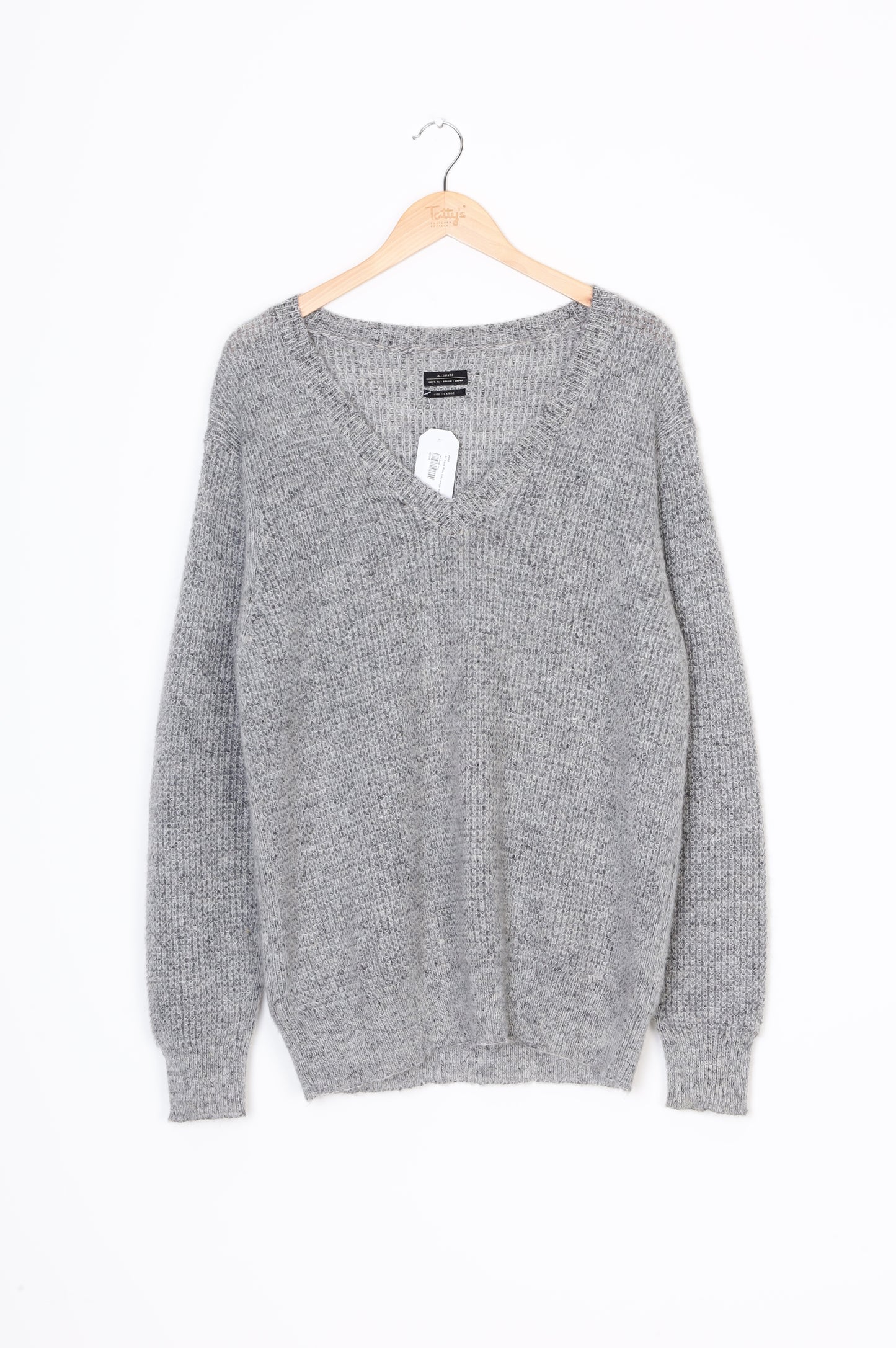 All Saints Mens Grey Jumper Size L