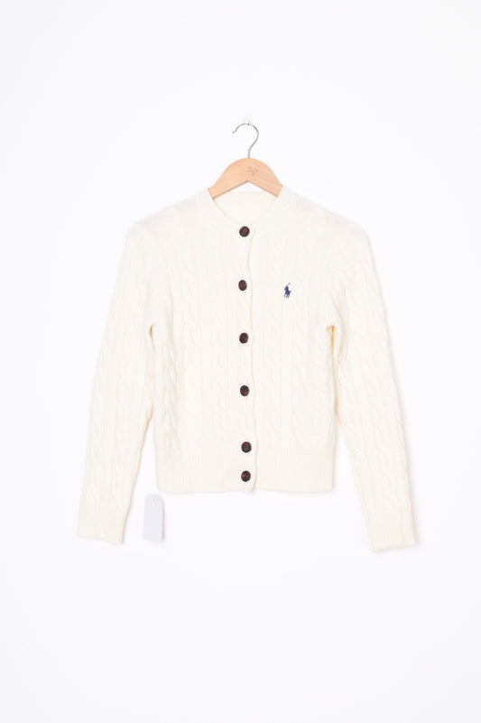 Ralph Lauren Womens White Cardigan Size S