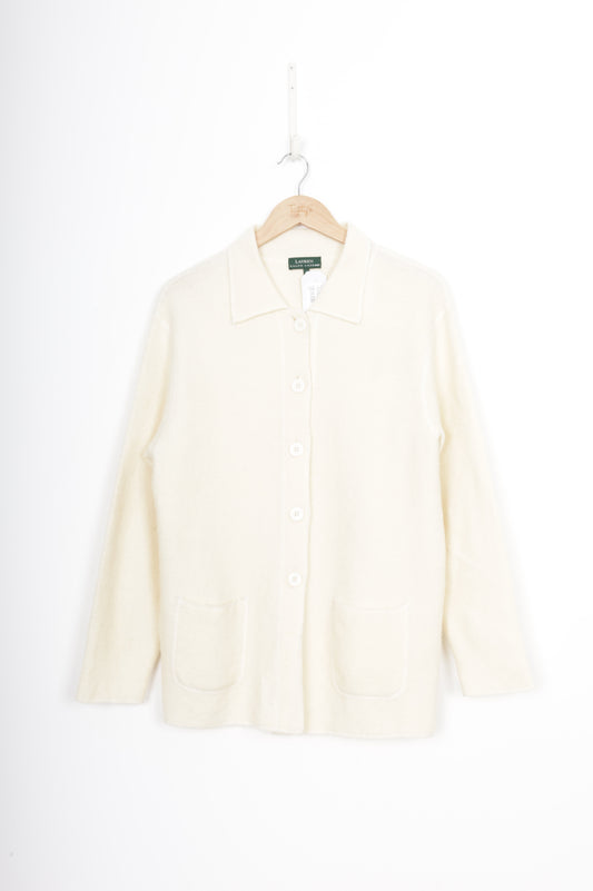 Lauren Ralph Lauren Womens Cream Cardigan Size L