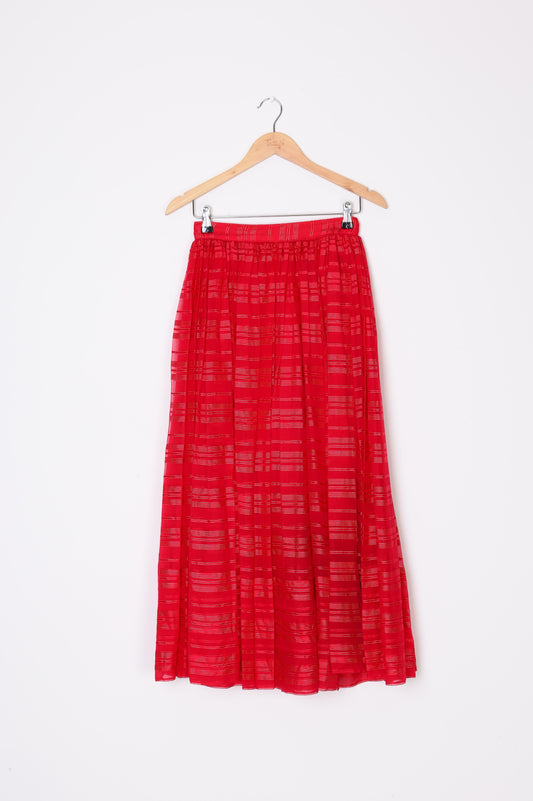 Annie Bonza - Vintage Womens Red Maxi Skirt Size 12