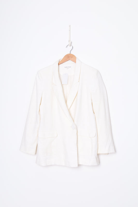 Caitlin Crisp Womens Cream Blazer Size 12