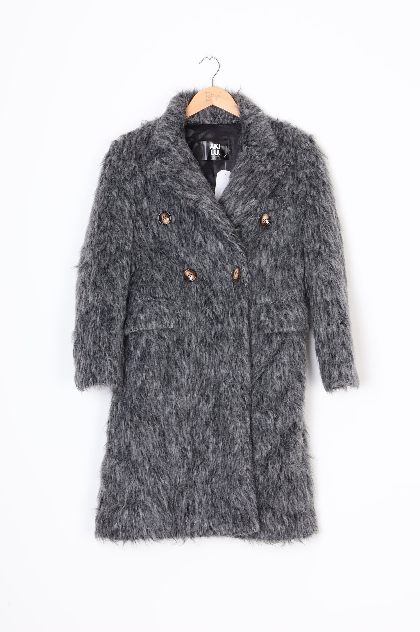 AKI LU Womens Grey Coat Size S