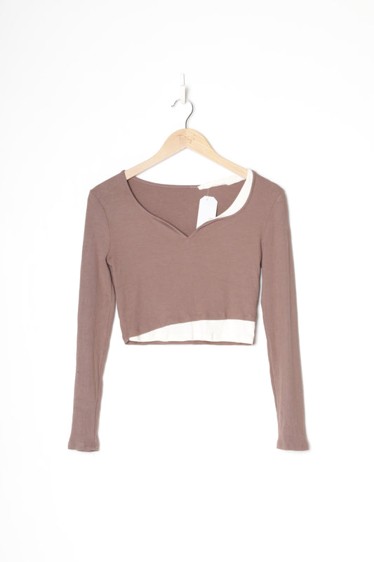 Astonishing Power Womens Brown Top Size L