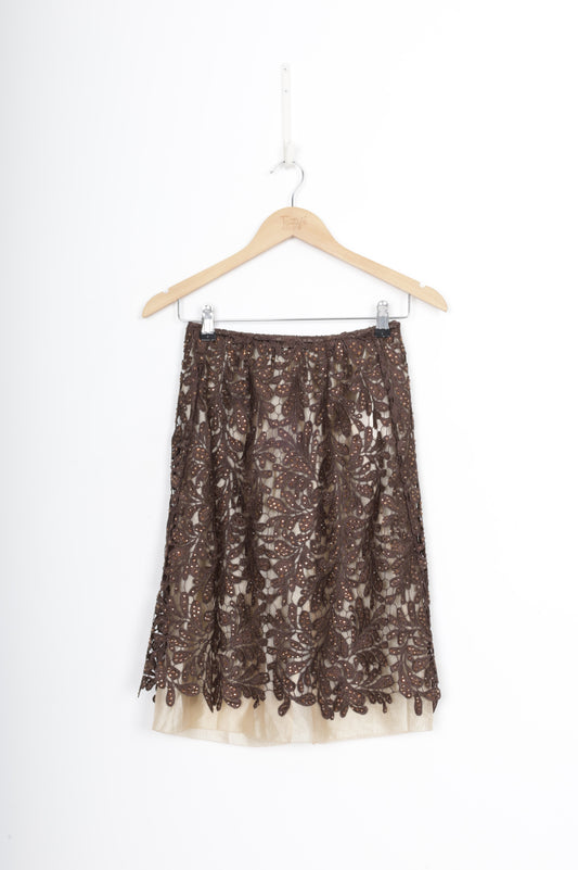Jacques Wei Womens Brown Mini Skirt Size XS