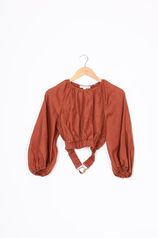 Shona Joy Womens Brown Top Size 8