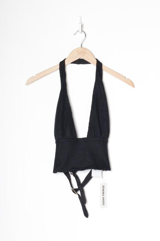 Sasha Therese Womens Black Top Size S