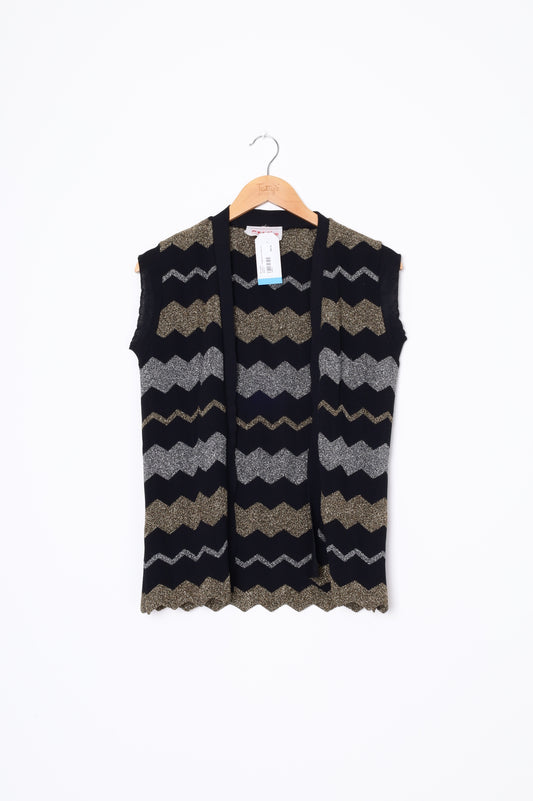 Topletina - Vintage Womens Black Vest Size 14