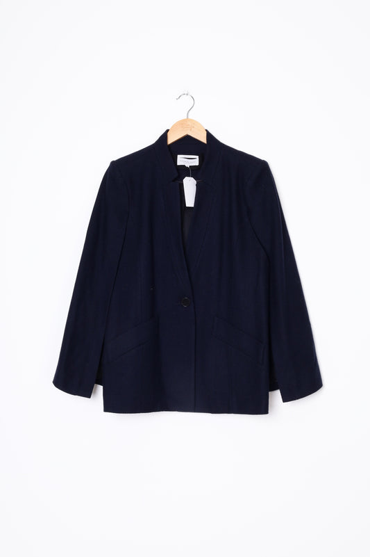 Veronkia Maine Womens Blue Blazer Size 12