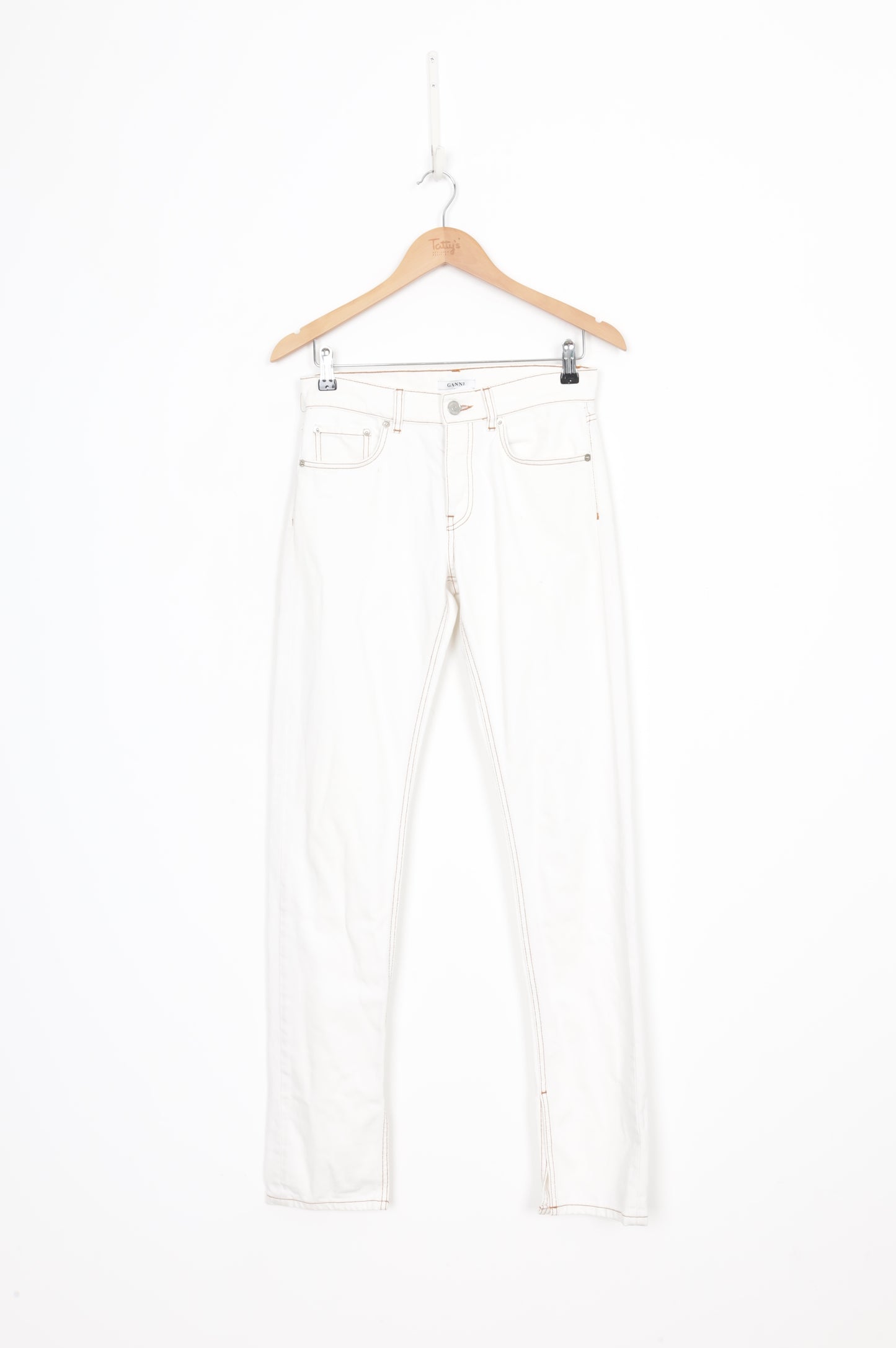 Ganni Womens Cream Jeans Size W 25