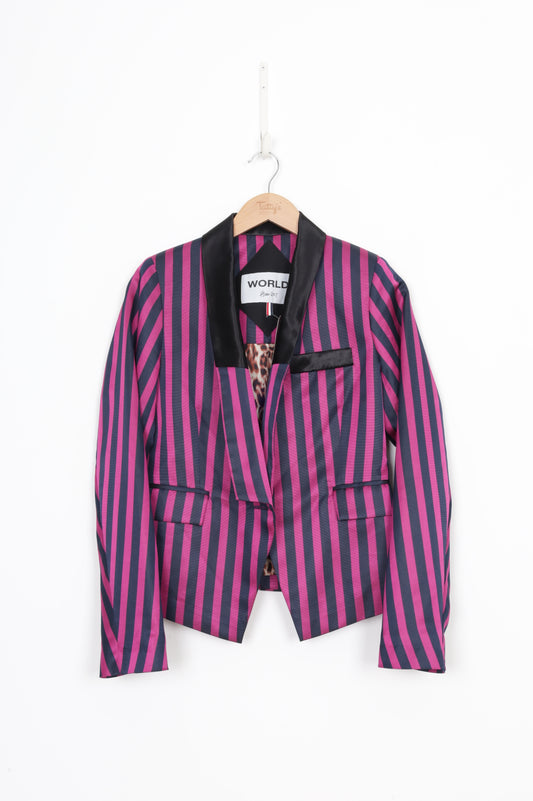 World Womens Pink Blazer Size S