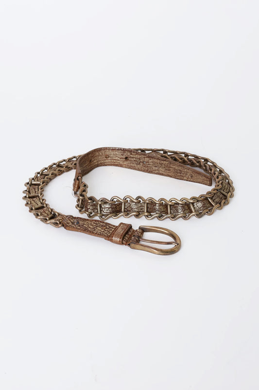 Miu Miu Womens Metallic Belt Size W 34