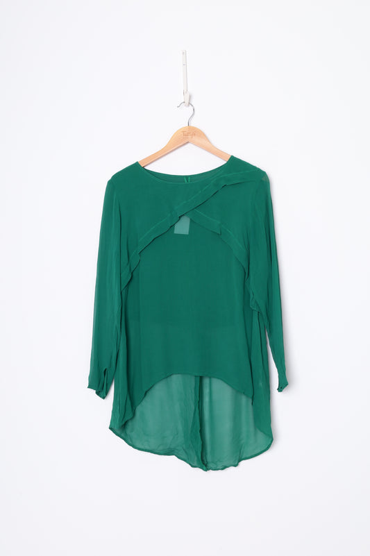Andrea Moore Womens Green Blouse Size 14