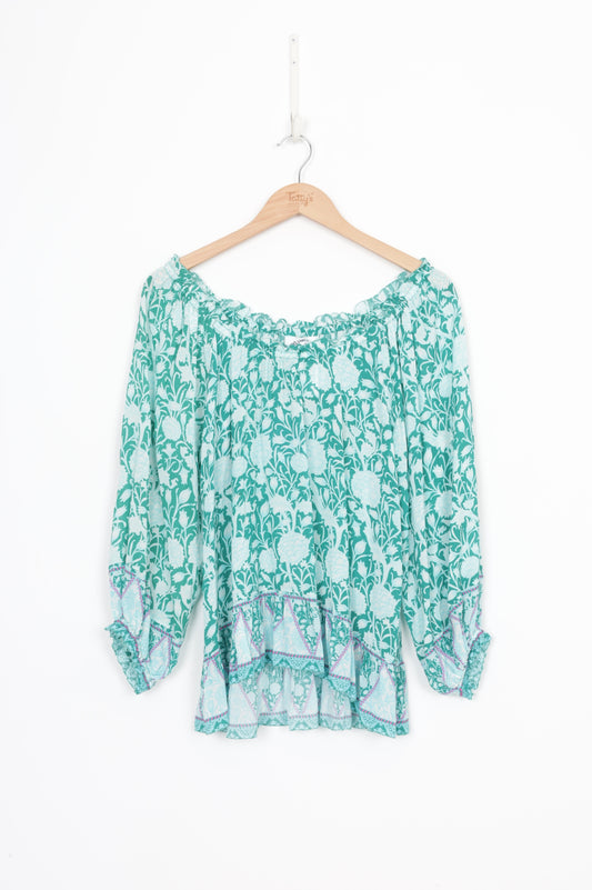 Loobies Story Womens Green Top Size 10