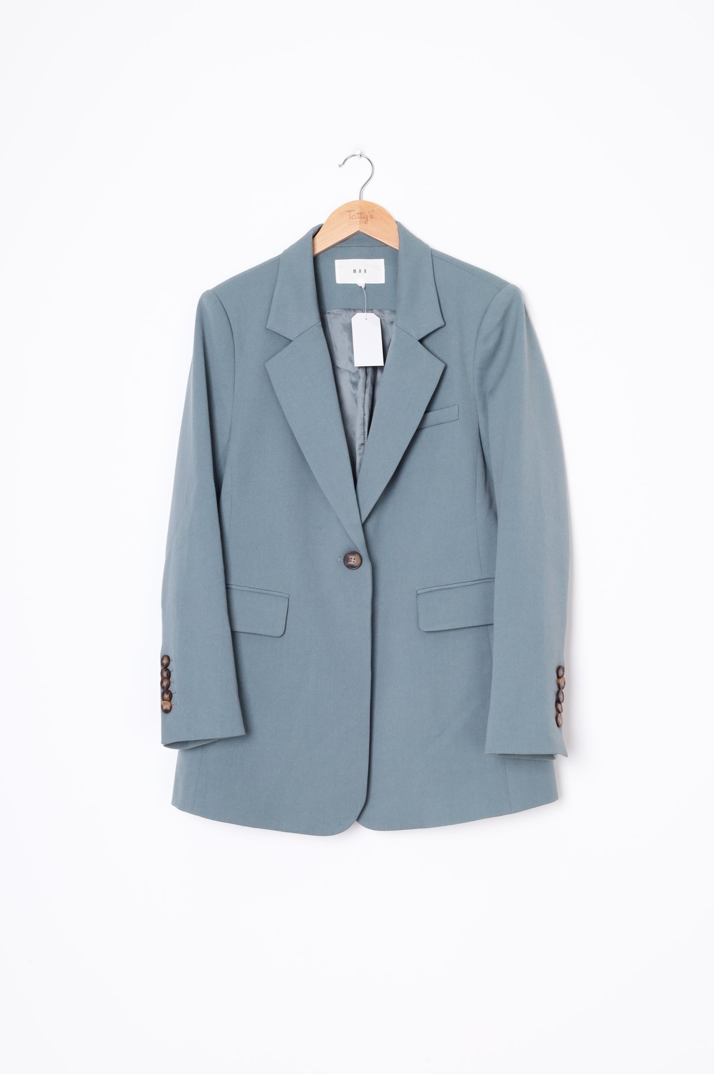 Max Womens Blue Blazer Size 12