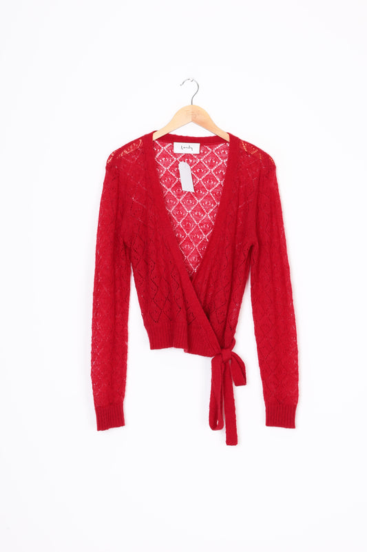 Lonely Womens Red Cardigan Size L
