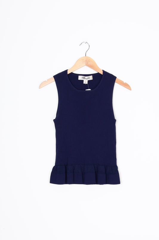 Diane von Furstenberg Womens Blue Top Size M