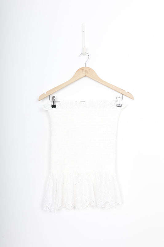 Caitlin Crisp Womens White Top Size 12
