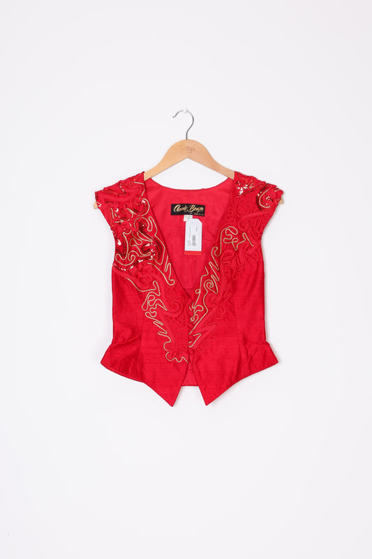 Annie Bonza - Vintage Womens Red Vest Size S