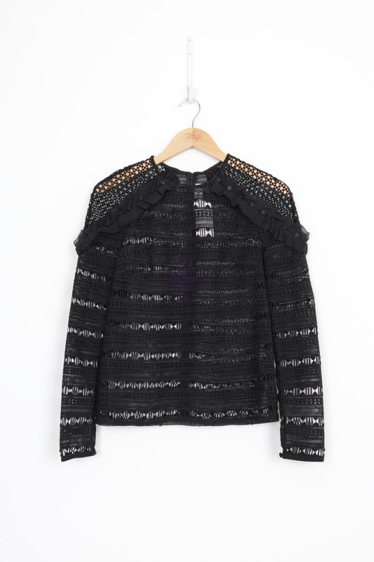 Self Portrait. Womens Black Top Size 12