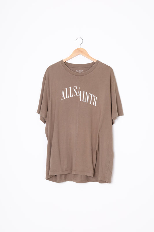 AllSaints Mens Khaki T-shirt Size XXL
