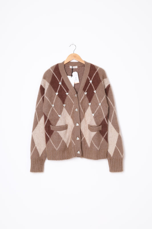 Diana vevina Womens Brown Cardigan Size L