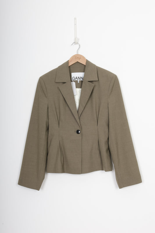 Ganni Womens Grey Blazer Size EU 34