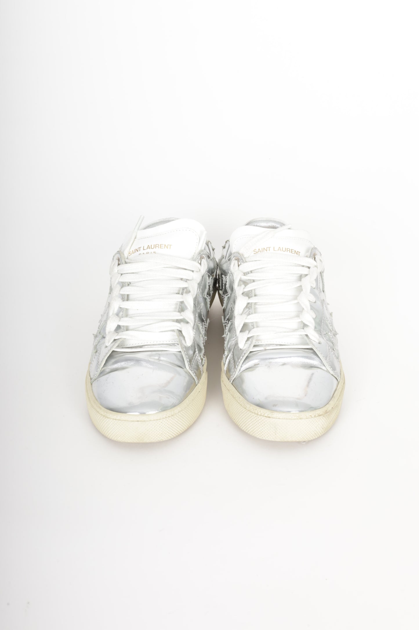 Saint Laurent Womens Silver Sneakers Size EU 38