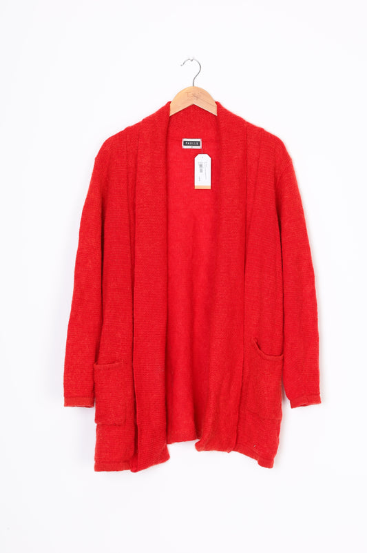 Paulls Womens Red Cardigan Size M