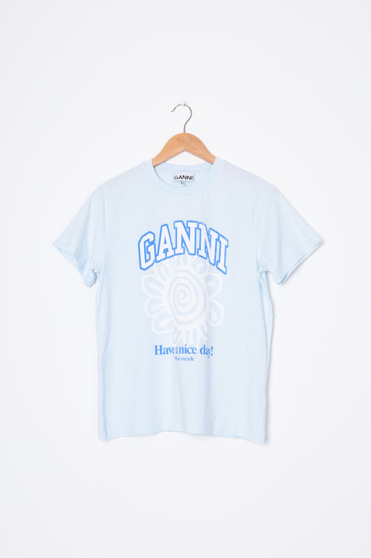 Ganni Womens Blue T-shirt Size S
