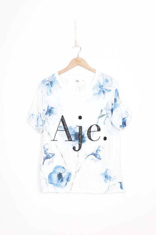 Aje. Womens White T-shirt Size S