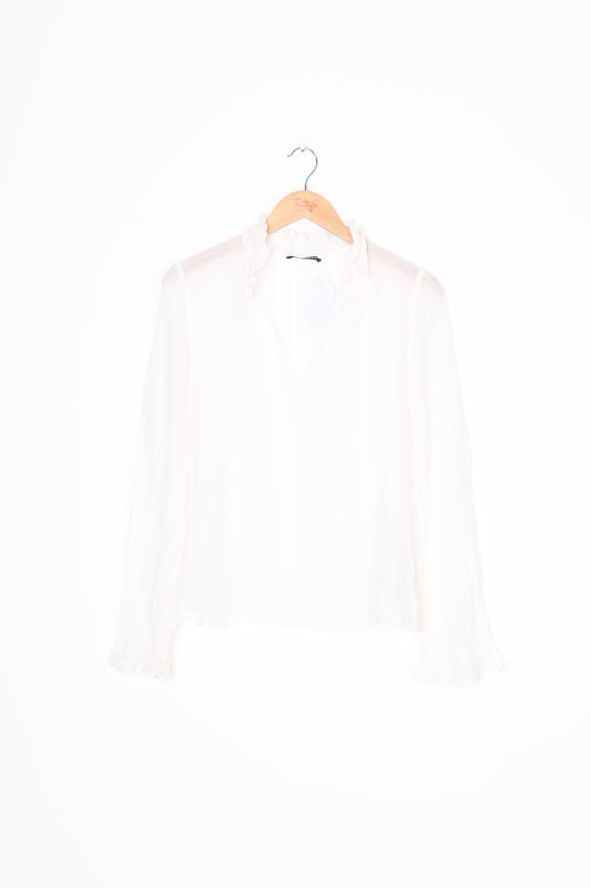 Helen Cherry Womens White Blouse Size M