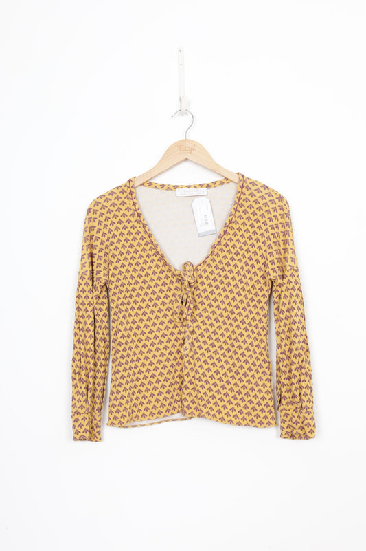 Kristina Ti Womens Yellow Top Size M