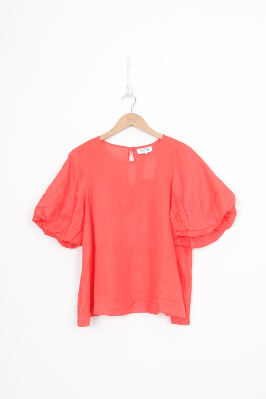 Hej Hej Womens Orange Blouse Size 10
