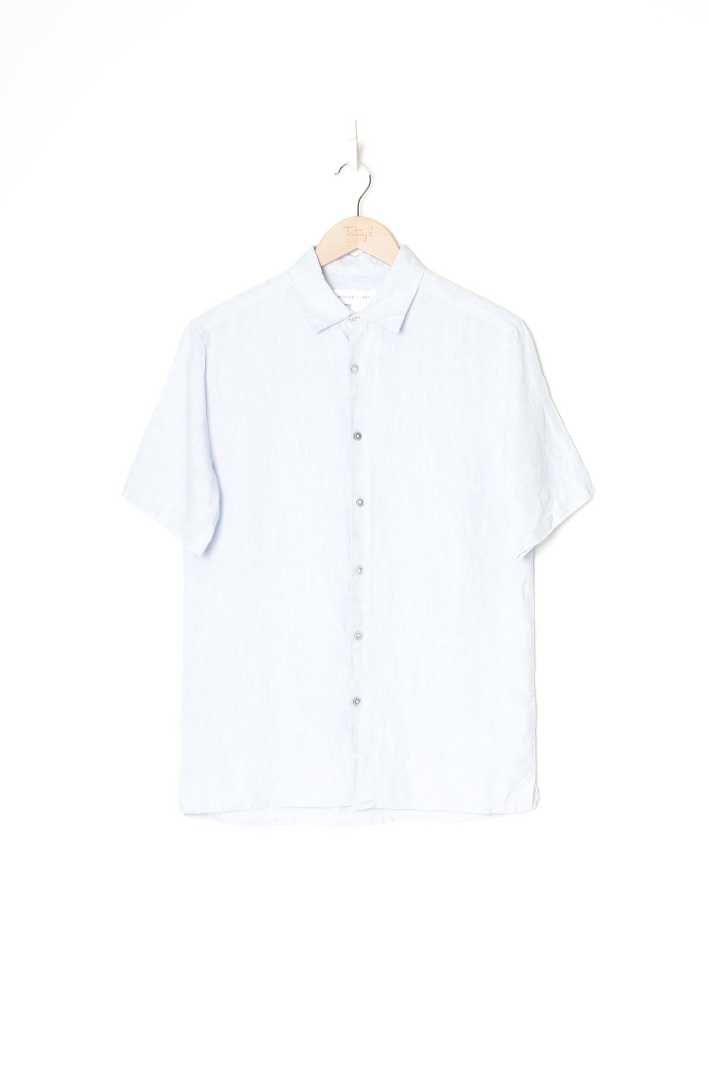 Assembly Label Mens Blue Shirt Size XS