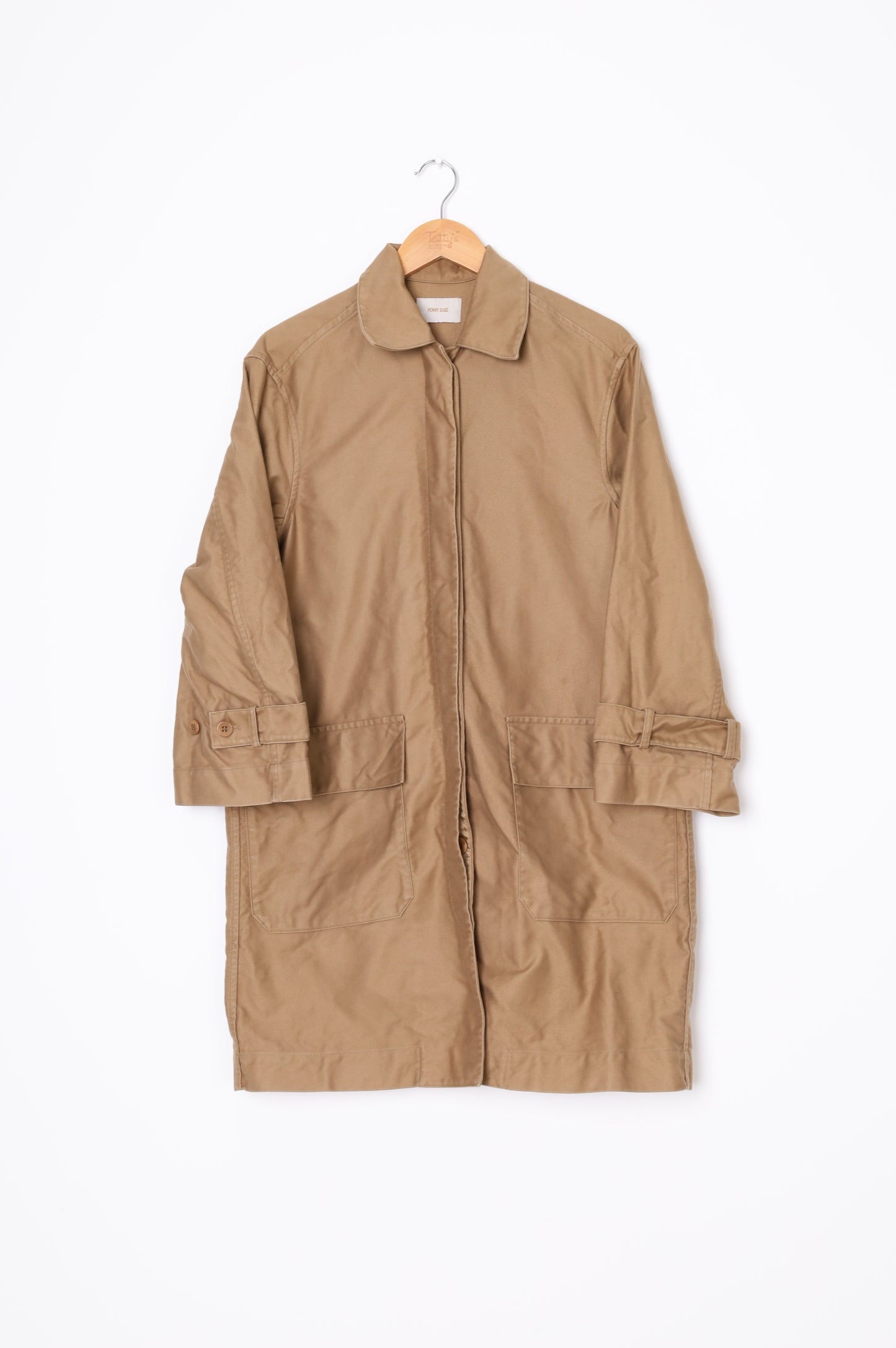 Penny Sage Womens Beige Coat Size S