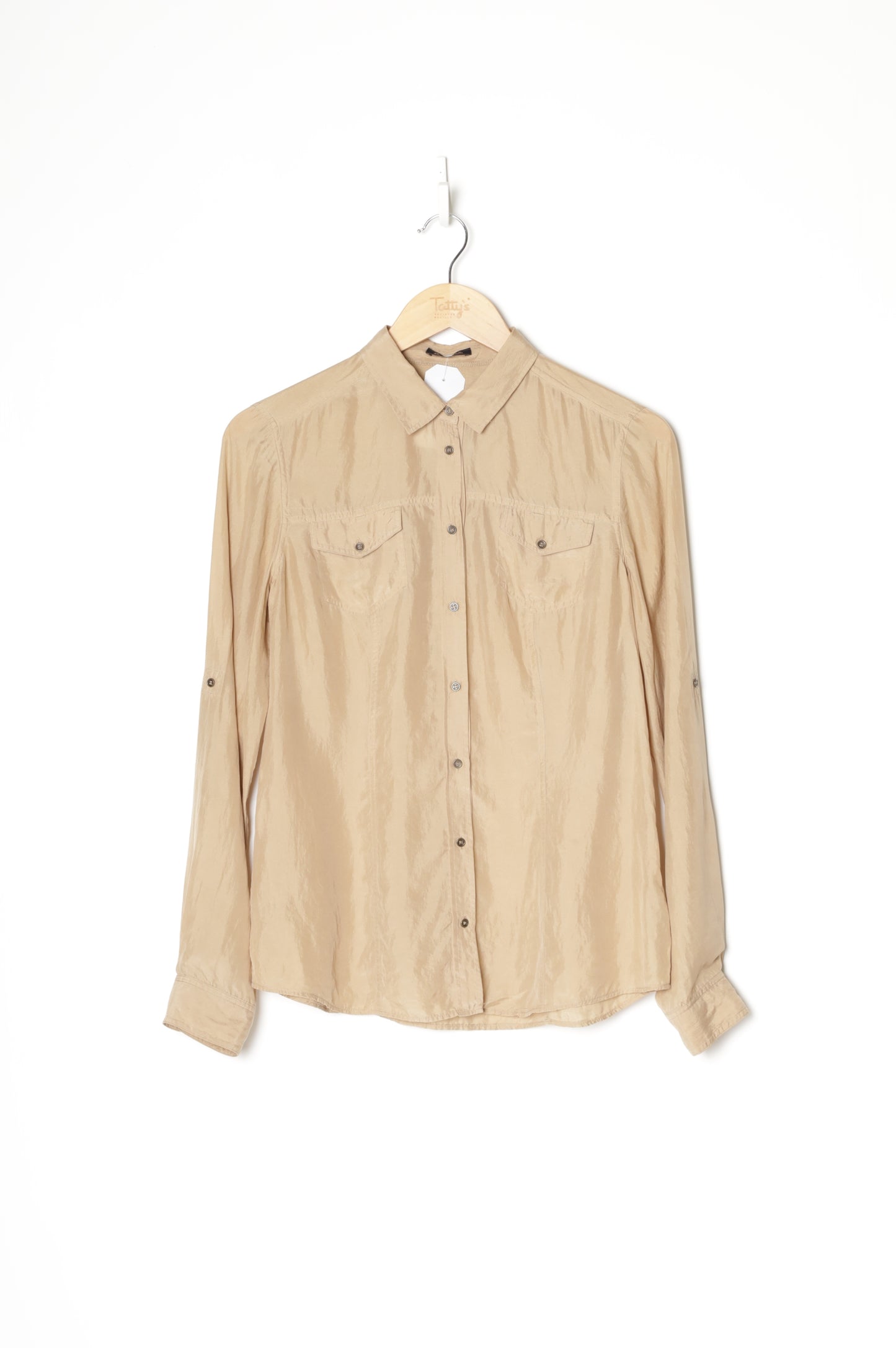 Massimo Dutti Womens Beige Shirt Size 40