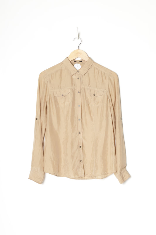Massimo Dutti Womens Beige Shirt Size 40