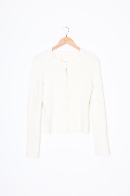 Ode Womens White Cardigan Size S