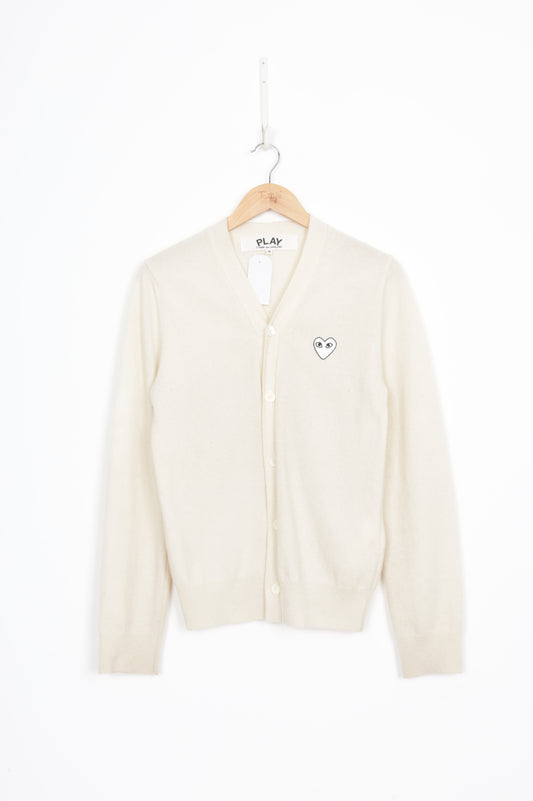Comme Des Garcons Play Womens White Cardigan Size S