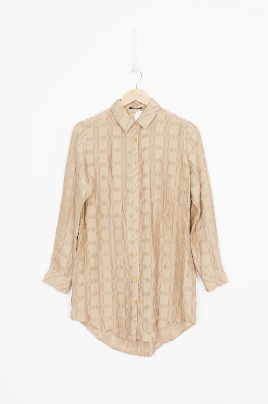 Marilyn Seyb Womens Beige Shirt Size M