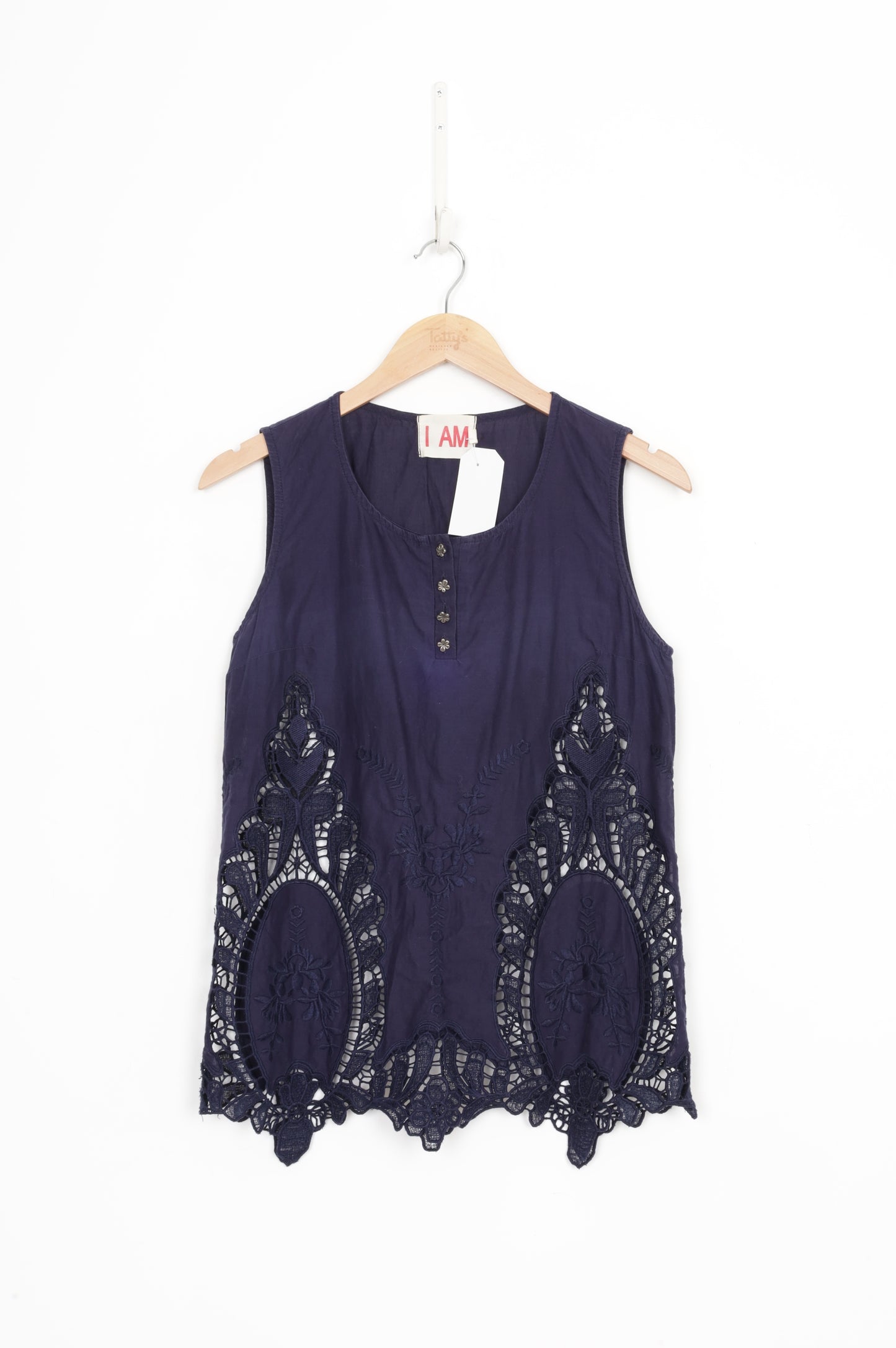 I AM Womens Blue Top Size 10